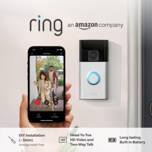 Ring Battery Video Doorbell (2024 release) | DIY Wireless Video Doorbell Camera I Head-To-Toe View. HD Video | Easy to install (5 min) | With Built-in Battery I 30-day free trial of Ring Home