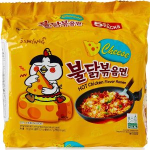 Samyang Cheese Variety Hot Chicken Ramen Noodles.